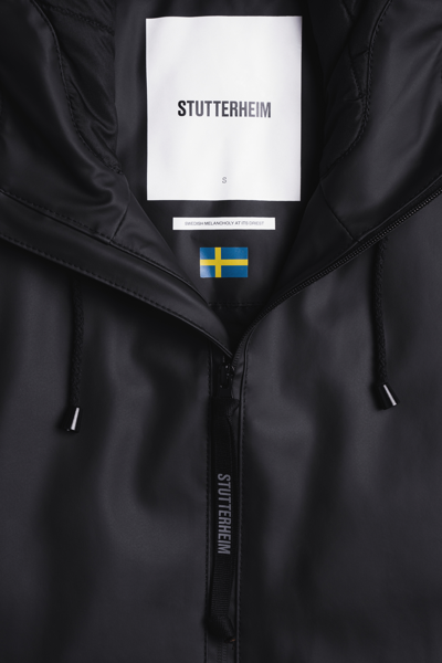 Shop Stutterheim Mosebacke Long Winter Jacket In Black