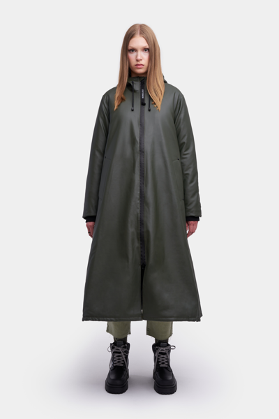 Shop Stutterheim Mosebacke Long Winter Jacket In Green