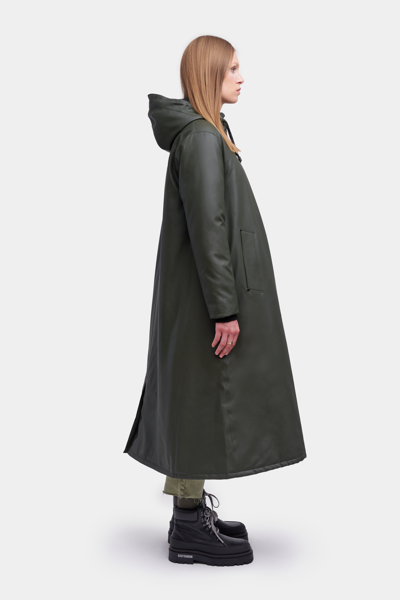 Shop Stutterheim Mosebacke Long Winter Jacket In Green