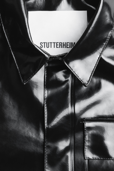 Shop Stutterheim Ringen Opal Overshirt In Black