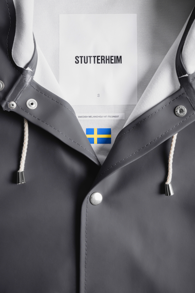 Shop Stutterheim Stockholm Raincoat In Charcoal