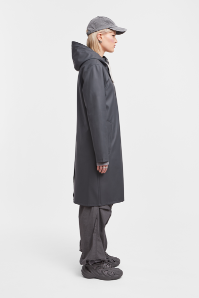 Stutterheim Stockholm Long Raincoat In Charcoal