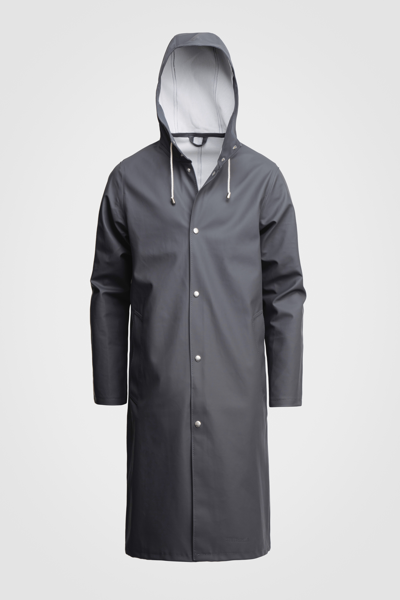 Stutterheim Stockholm Long Raincoat In Charcoal