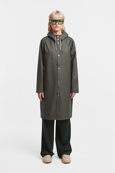 Stutterheim Stockholm Long Raincoat In Green