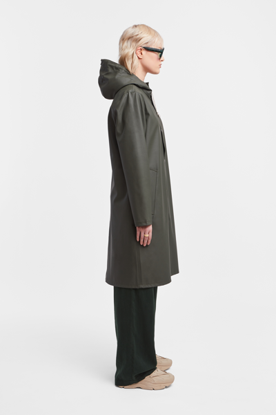 Stutterheim Stockholm Long Raincoat In Green