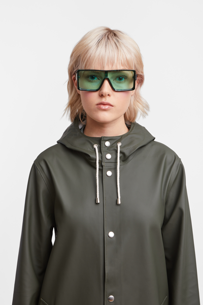 Stutterheim Stockholm Long Raincoat In Green