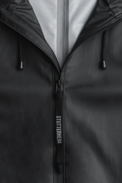 Shop Stutterheim Stockholm Long Lightweight Zip Raincoat In Black