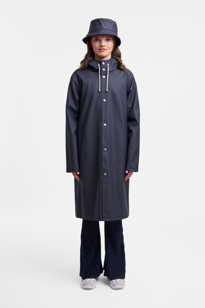 Shop Stutterheim Stockholm Long Raincoat In Navy