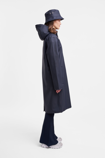 Shop Stutterheim Stockholm Long Raincoat In Navy