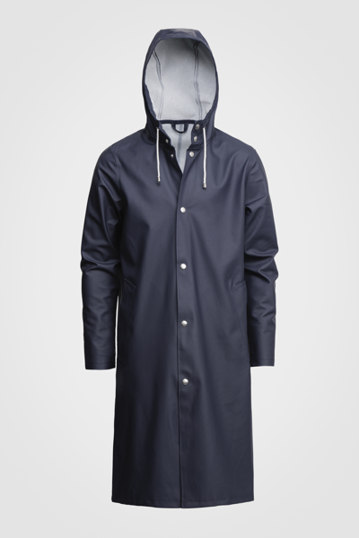 Shop Stutterheim Stockholm Long Raincoat In Navy