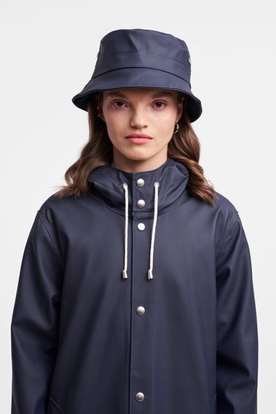 Shop Stutterheim Stockholm Long Raincoat In Navy