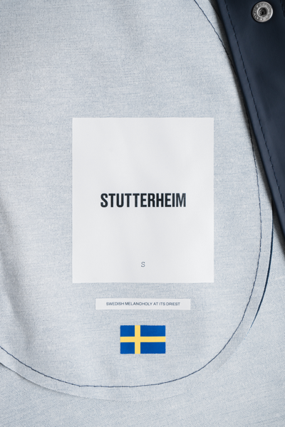 Shop Stutterheim Stockholm Long Raincoat In Navy