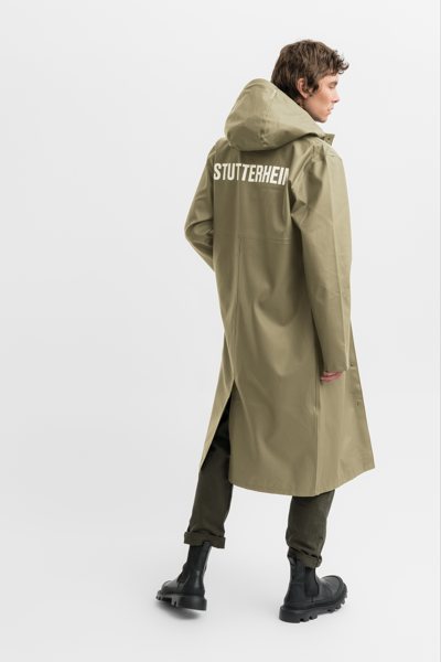Shop Stutterheim Stockholm Long Print Raincoat In Aloe