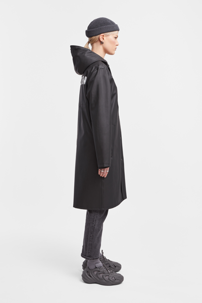 Shop Stutterheim Stockholm Long Print Raincoat In Black