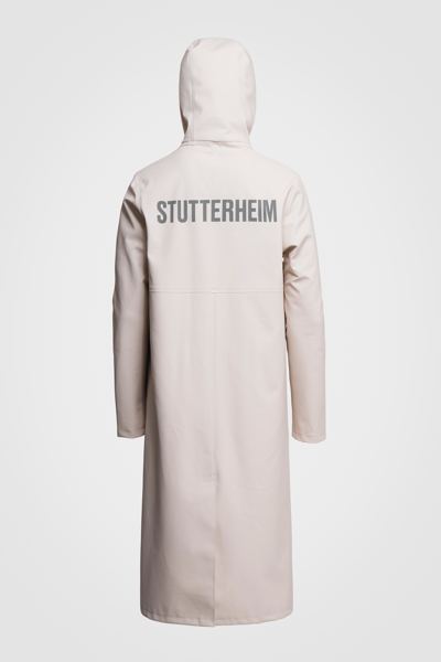 Shop Stutterheim Stockholm Long Print Raincoat In Light Sand