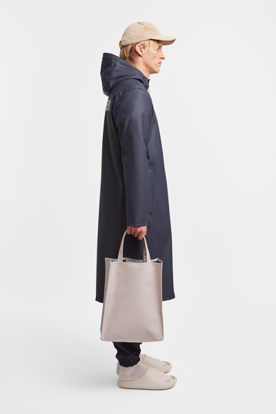 Stutterheim Stockholm Long Print Raincoat In Navy