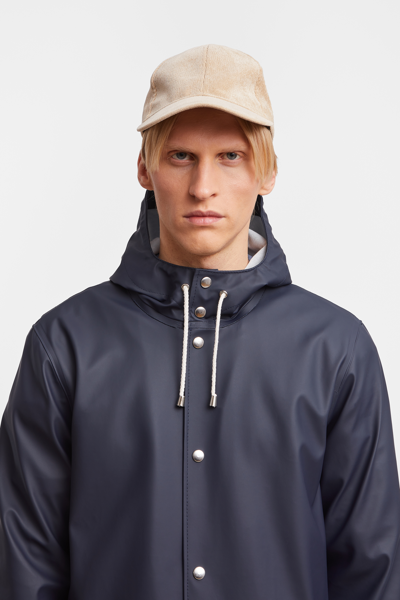 Stutterheim Stockholm Long Print Raincoat In Navy