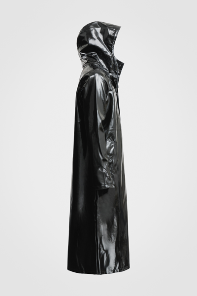 Shop Stutterheim Stockholm Long Print Opal Raincoat In Black