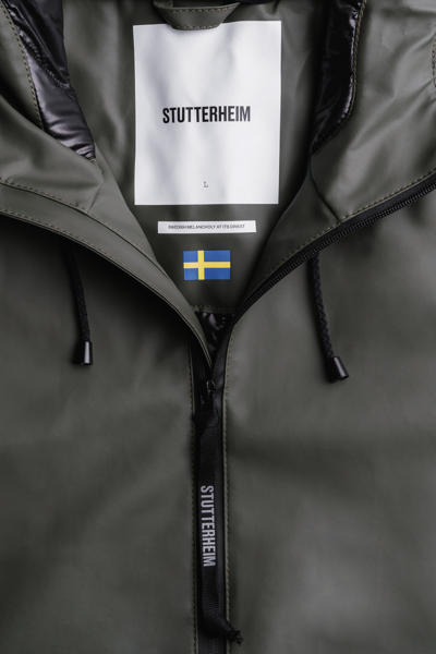 Shop Stutterheim Stockholm Long Winter Jacket In Green