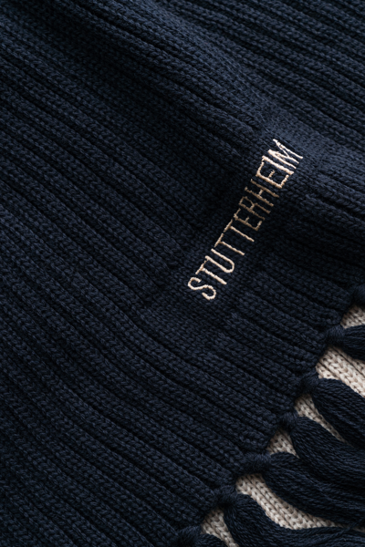 Stutterheim Fringe Scarf In Navy