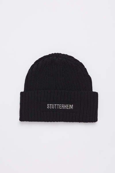 Shop Stutterheim Logo Beanie In Black