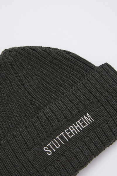 Stutterheim Logo Beanie In Green