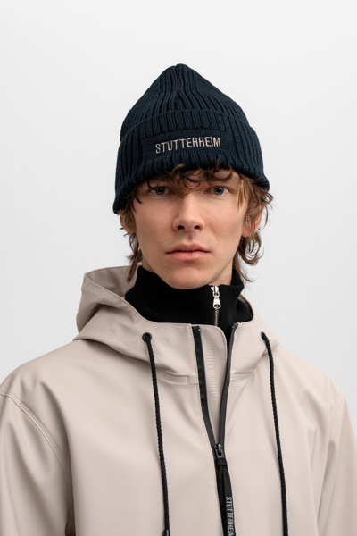 Stutterheim Logo Beanie In Navy