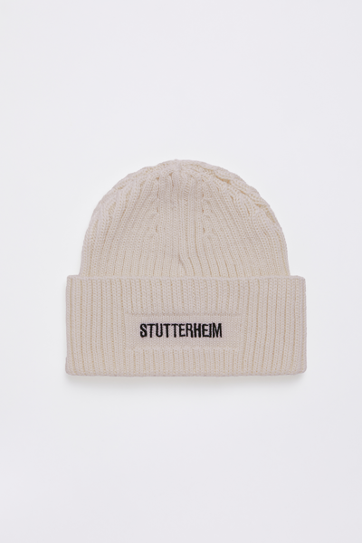 Shop Stutterheim Logo Beanie In Light Sand