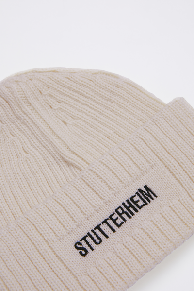 Shop Stutterheim Logo Beanie In Light Sand