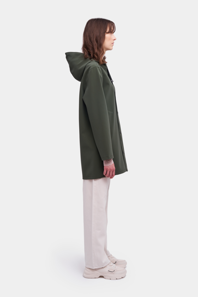 Stutterheim Stockholm Matte Raincoat In Dark Green