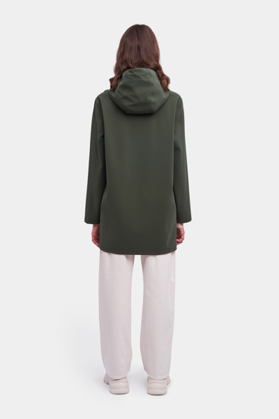 Stutterheim Stockholm Matte Raincoat In Dark Green