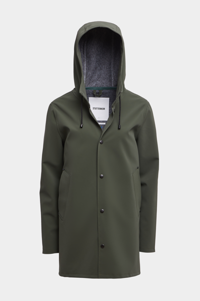 Stutterheim Stockholm Matte Raincoat In Dark Green