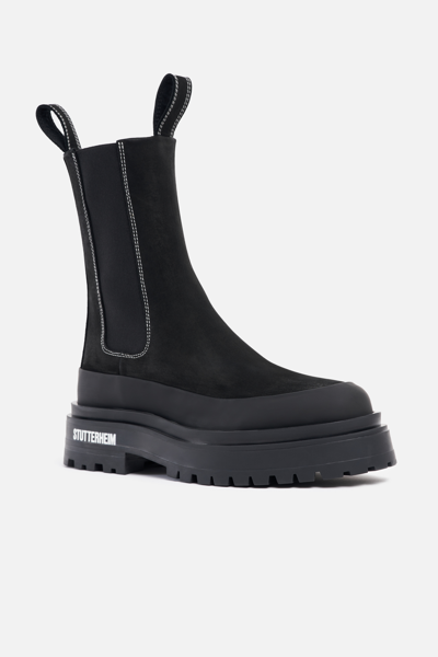 Shop Stutterheim High Walker Nubuck Boots In Black