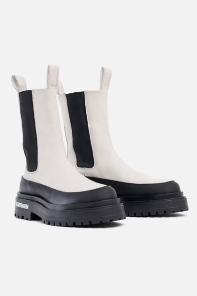 Stutterheim High Walker Leather Boots In Ivory