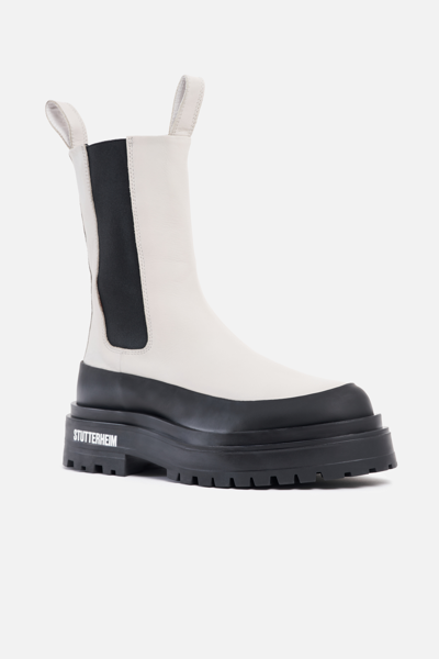 Stutterheim High Walker Leather Boots In Ivory