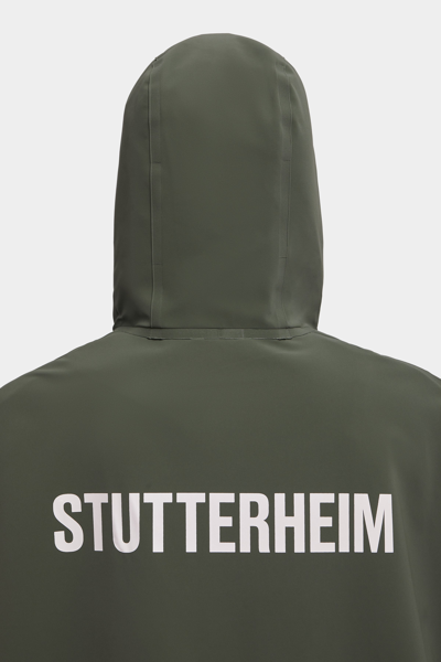 Shop Stutterheim Concert Print Matte Poncho In Dark Green