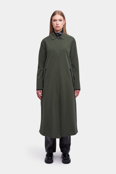 Shop Stutterheim Hornstull Matte Long Raincoat In Dark Green