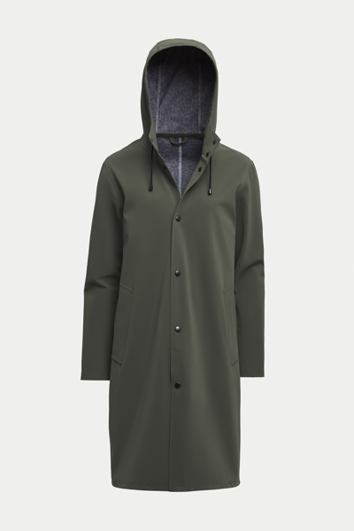 Shop Stutterheim Stockholm Long Matte Raincoat In Dark Green