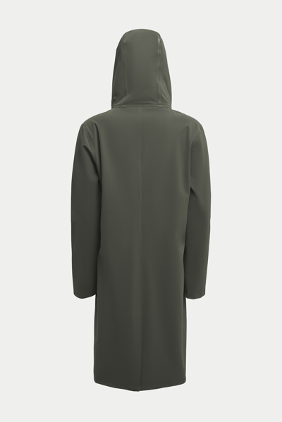 Shop Stutterheim Stockholm Long Matte Raincoat In Dark Green