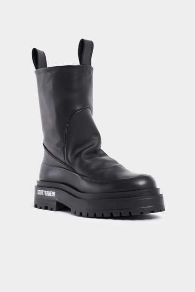 Stutterheim Rough Walker Leather In Black