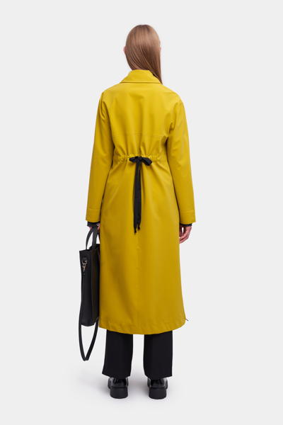 Shop Stutterheim Hornstull Matte Long Raincoat Gold In Golden Palm