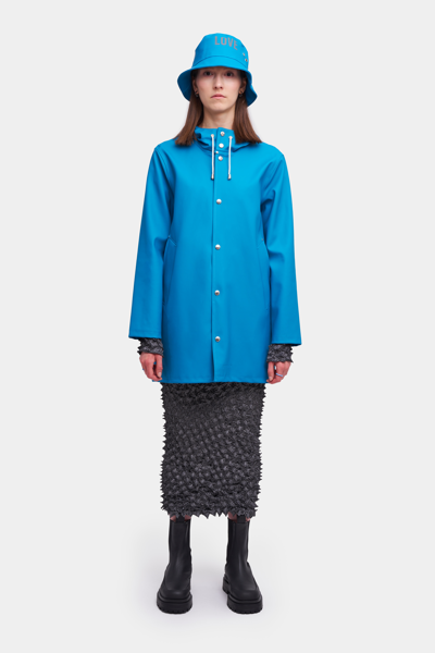 Shop Stutterheim Stockholm Raincoat In Mosaic Blue