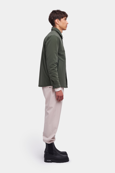 Shop Stutterheim Ringen Matte Winter Overshirt Dark Green In Desert Green