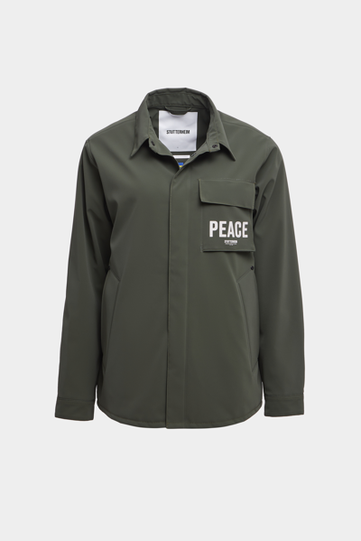 Stutterheim Ringen Matte Winter Overshirt Dark Green In Desert Green