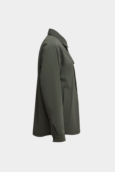 Shop Stutterheim Ringen Matte Winter Overshirt Dark Green In Desert Green