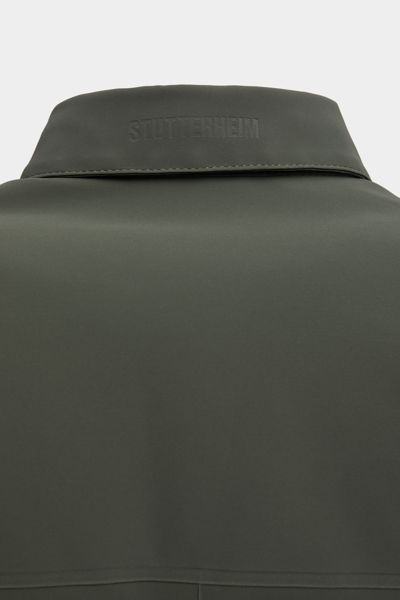 Shop Stutterheim Ringen Matte Winter Overshirt Dark Green In Desert Green