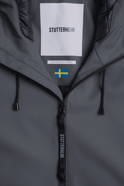 Stutterheim Mosebacke Long Winter Jacket In Charcoal