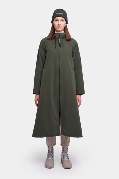 Shop Stutterheim Mosebacke Long Matte Winter Jacket In Dark Green