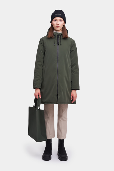 Shop Stutterheim Mosebacke Matte Winter Jacket In Dark Green