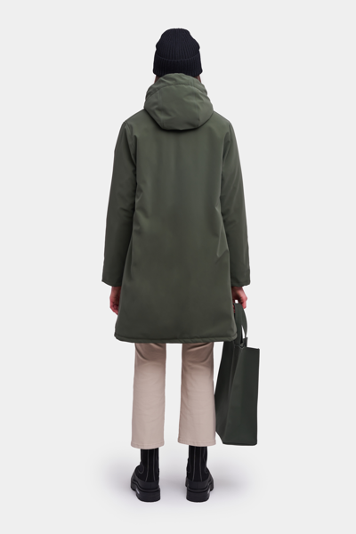 Shop Stutterheim Mosebacke Matte Winter Jacket In Dark Green